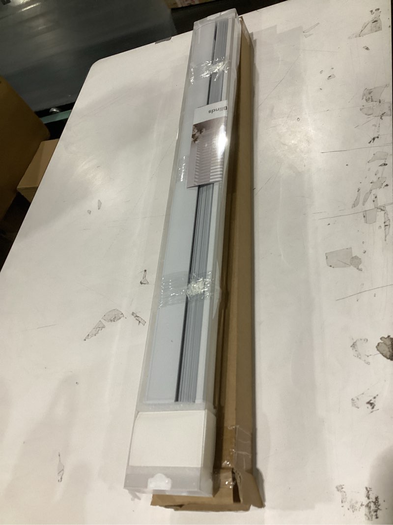 Condition photo showing New/Like New for Aluminum Mini Blinds for Indoor Windows Cordless 1In No Holes 100% Privacy Protection L-Shaped Slats Room Darkening Horizontal Window Blinds for Office,Home, White, 30" W x 48" H White 30"W x 48"H