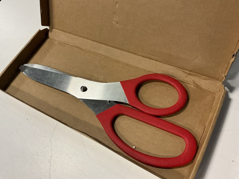 Condition photo showing Good Condition for 16 inch red ribbon cutting scissors - giant ceremonial shears for grand opening events large decorative tool for business celebrations professional sharp blades for smooth precise cuts red scissors 16''