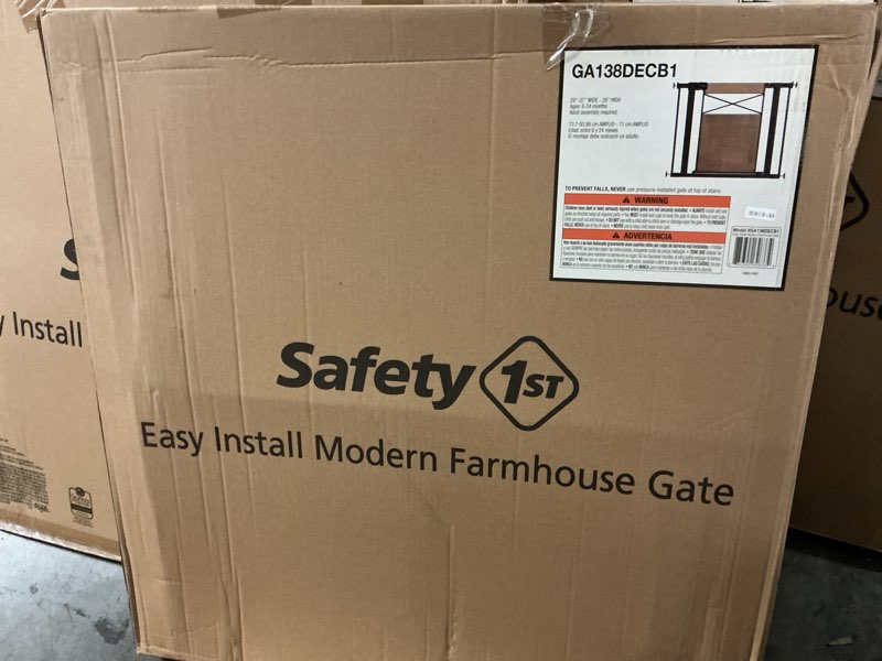 Condition photo showing New/Like New for easy install 28 in. h modern farmhouse child safety gate