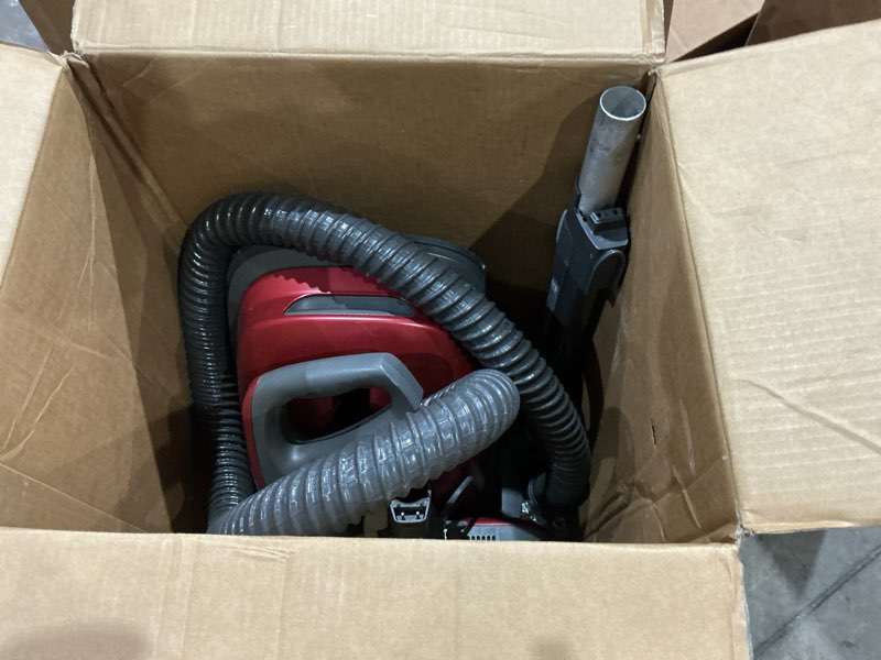 Condition photo showing As Is for kenmore 81214 200 series pet friendly lightweight bagged canister vacuum with hepa  2 motor system  and 3 cleaning tools-orange