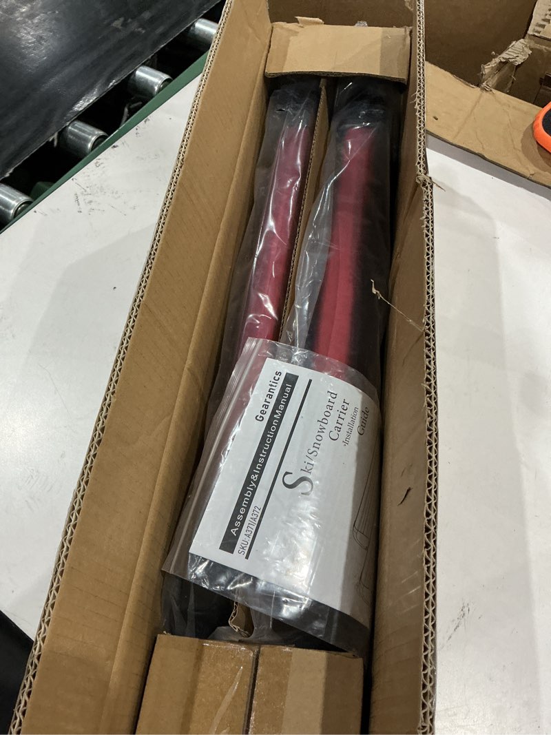 Condition photo showing Good Condition for 16.3 inch car roof ski & snowboard rack,fishing rod rack, fits 2 pairs skis or 2 fishing rods, with anti-theft lock & tpv rubber padding, fits square/round/aero/oval cross bars, red red 16.3 inch