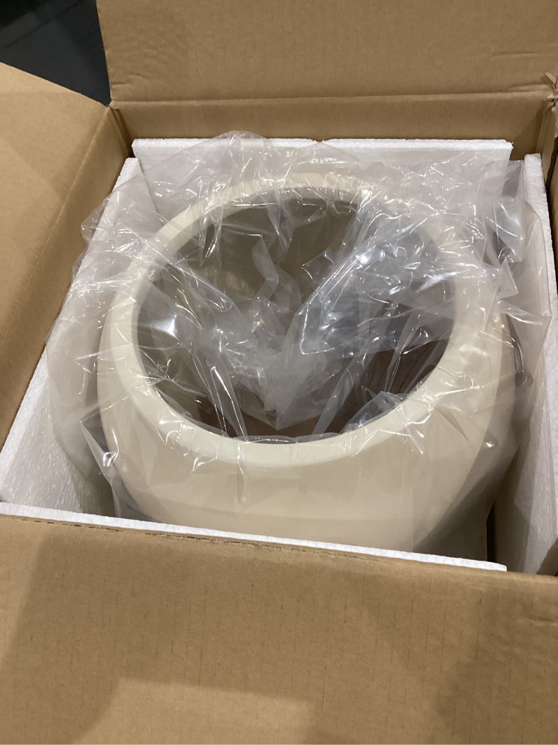 Condition photo showing Good Condition for marlo fiberstone round planter (11.6" pot opening x 16.9"d x 13.4"h) smooth finishes, lightweight, durable, uv resistant, modern minimalist home decor, indoor outdoor pot (m, cream white) cream white 16.9"d x 13.4"h