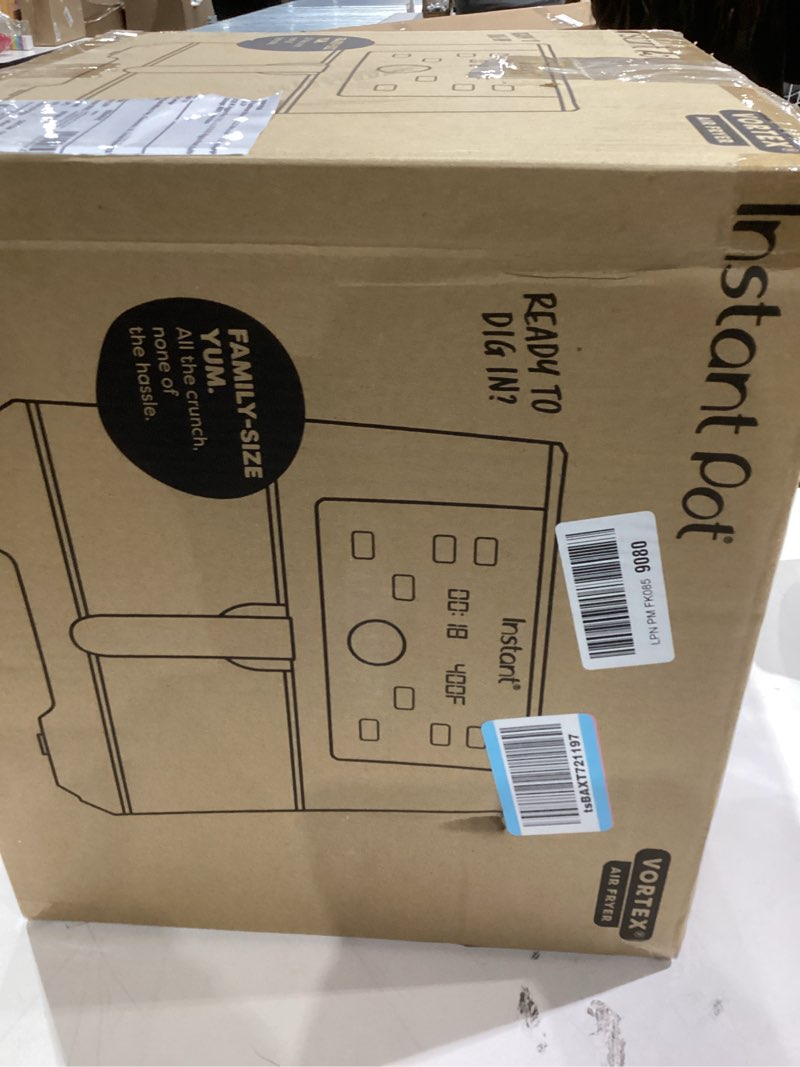 Condition photo showing Good Condition for Instant Pot Vortex 6QT XL Air Fryer, 4-in-1 Functions that Crisps, Roasts, Reheats, Bakes for Quick Easy Meals, 100+ In-App Recipes, is Dishwasher-Safe, from the Makers of Instant Pot, Black Vortex 6 quarts