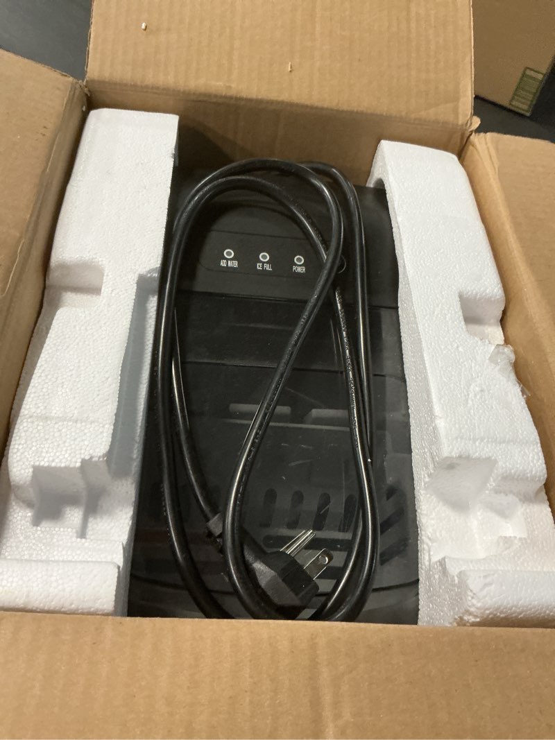 Condition photo showing Good Condition for EUHOMY Countertop Ice Maker Machine with Handle, 26lbs Per Day, 9 Ice Cubes Ready in 6 Mins, Auto-Cleaning Portable Ice Maker with Basket and Scoop, for Home/Kitchen/Camping/RV (Silver) ICE MACHINE 11.57"D x 11.42"W x 8.74"H Light Grey