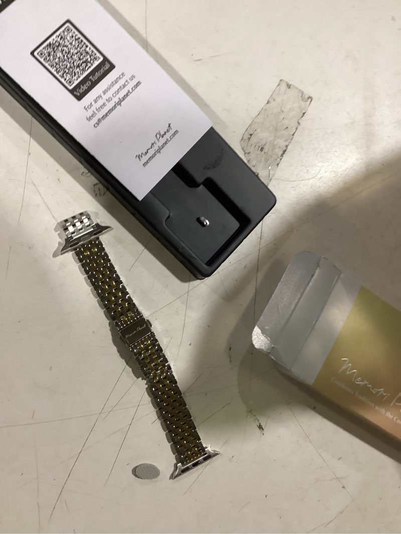Condition photo showing Good Condition for slim & feminine band for apple watch 11 10 se 9 8 7 6 5 4 3, dressy metal band for women for apple watch 42mm 41mm 40mm 44mm 45mm 46mm, stainless steel watch band for apple watch for small wrist silver gold 42mm(series 10/11) & 41/40/38mm