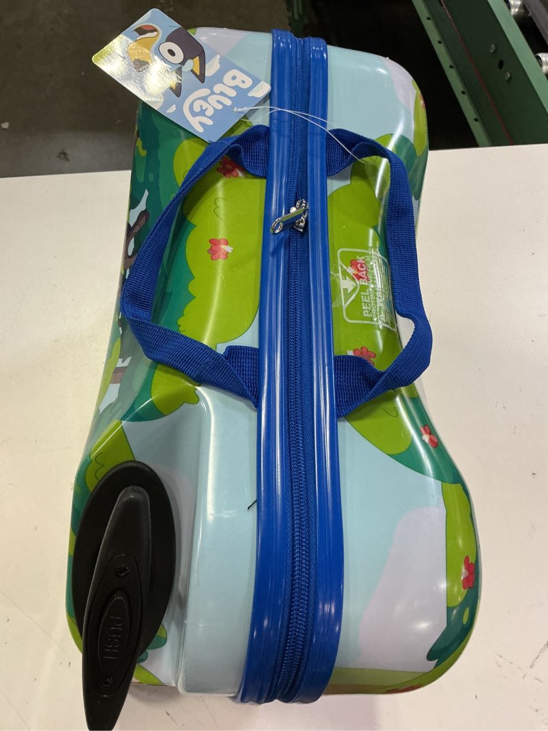 Condition photo showing Good Condition for bluey checked hardside ride on luggage - bluey