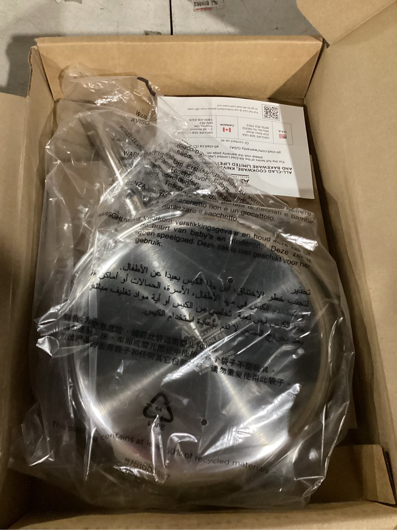 Condition photo showing Good Condition for All-Clad D3 12" Stainless Steel Frying pan W/Lid, 3-Ply Stainless Steel Pan, Induction, Oven Broiler Safe 600F Skillet, Professional Cookware, Silver Silver 12 inch with lid