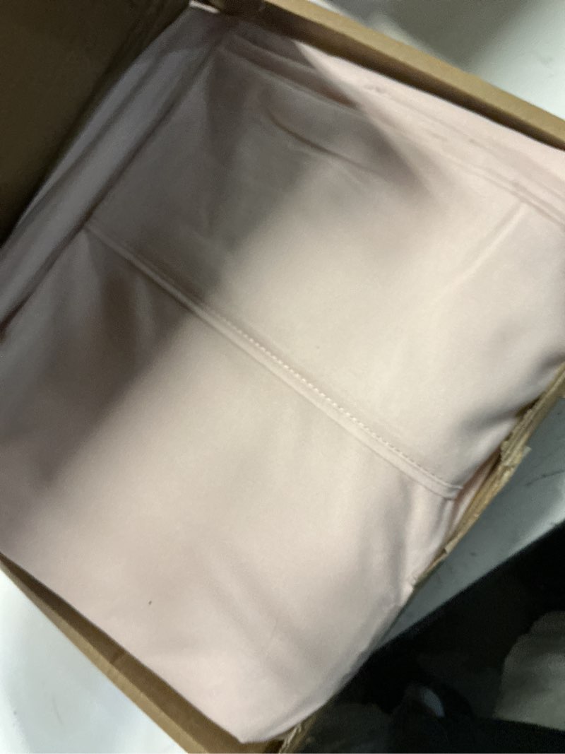 Condition photo showing New/Like New for amazon basics lightweight, breathable, wrinkle resistant microfiber 4-piece bed sheet set with 14-inch deep pockets, full, blush pink, solid blush pink full