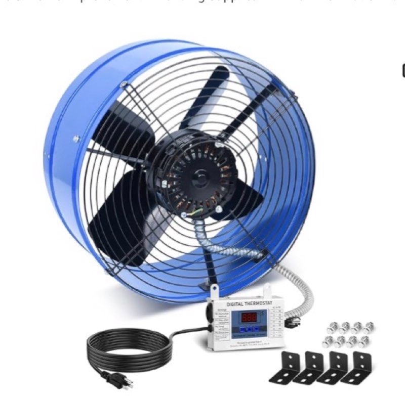 Ehiair 15" Attic Fan with Thermostat & Remote Control, 1800 CFM Gable Vent Exhaust Fan, Auto On/Off 