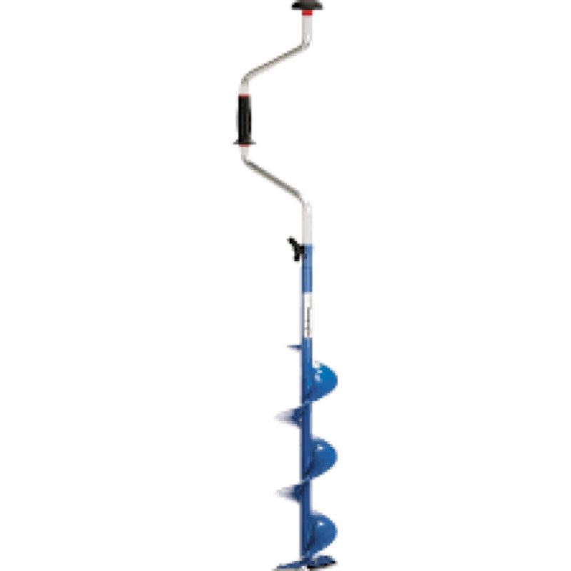 strike master mora 2-piece hand auger, lightweight powder blue ice auger with high-performance steel blades and adjustable handle 7"