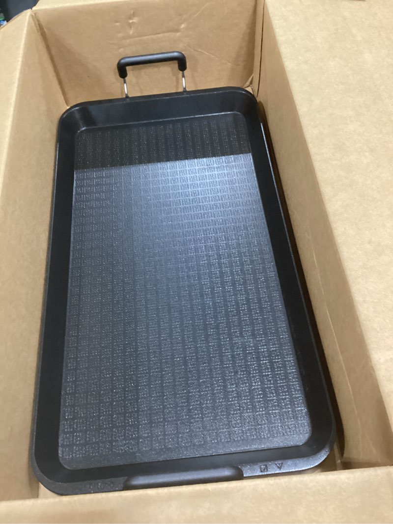Condition photo showing Good Condition for vayepro stove top griddle, 22 inch 2 burner large grill pan for stove top, non-stick aluminum with handles, indoor outdoor cooking/camping 22" x 12" x 1.8"