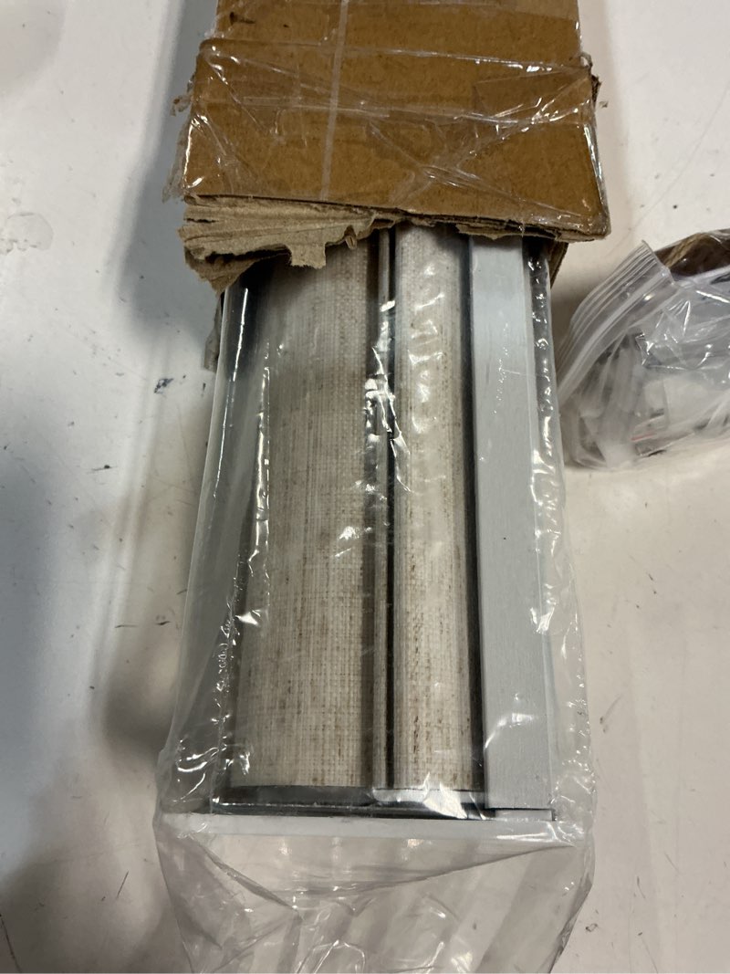 Condition photo showing New/Like New for persilux light filtering roller shades for window blinds,cordless,linen fabric,thermal insulated fabric uv protection shades for home,office,bedroom,door,light filtering-cream,24" w x 72" h 24"w x 72"h light filtering-cream
