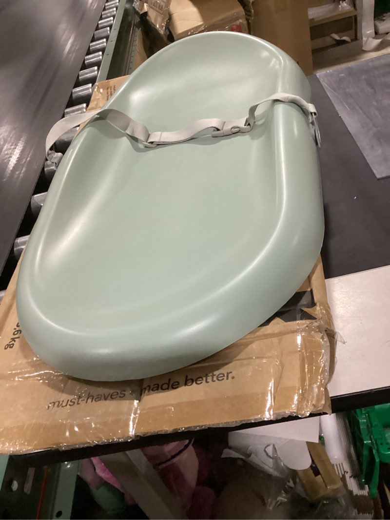 Condition photo showing Good Condition for skip hop baby changing pad nursery style wipe-clean contoured with cushioned foam, non-skid base, built-in safety belt & tuck-away toy bar fits standard changing tables, oat 16" oat