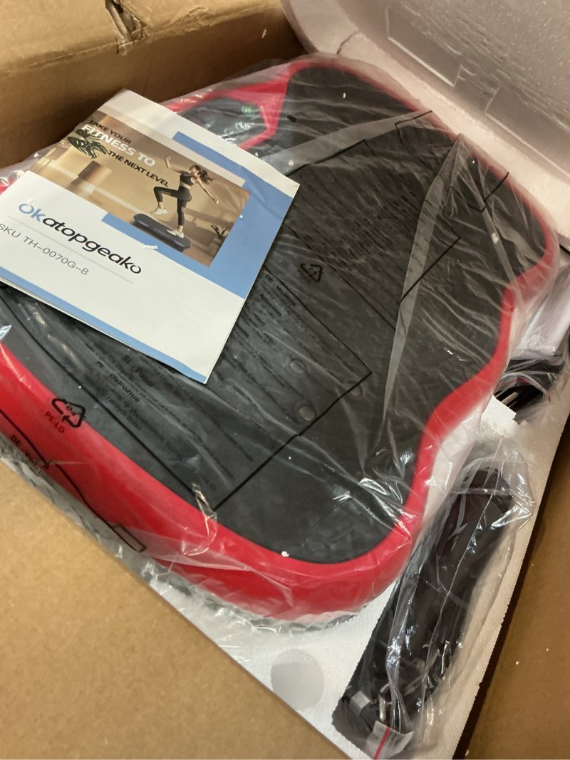 Condition photo showing Good Condition for vibration plate exercise machine, vibrating plate fitness platform with remote control – portable vibration plates for lymphatic drainage, weight loss, toning, recovery & home workouts red