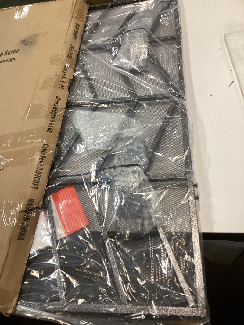 Condition photo showing Good Condition for Fire Beauty Single Panel Handcrafted Wrought Iron Mesh Chevron Fireplace Screen, Fire Spark Guard for Living Room, Bedroom Decor(Pewter)