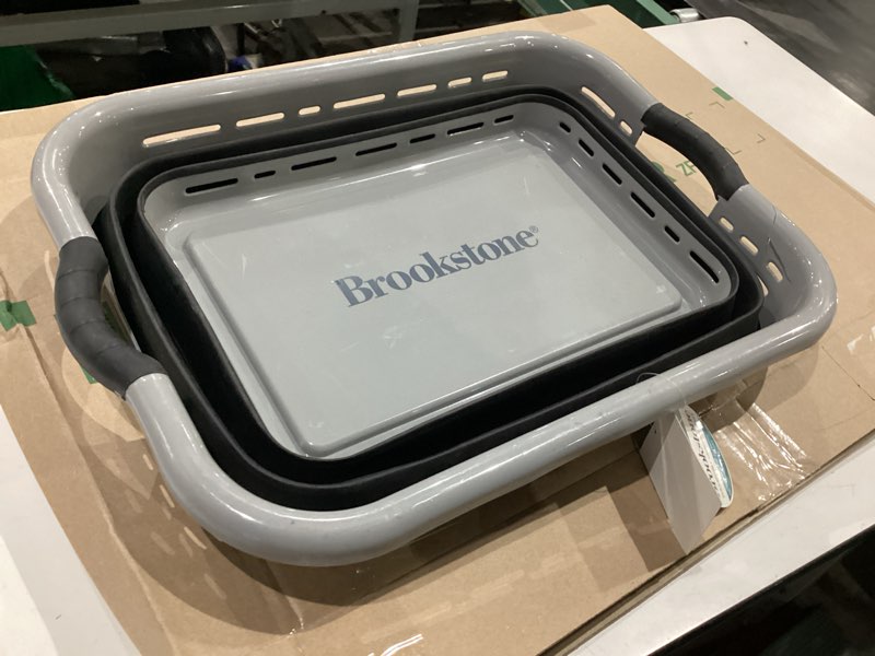 Condition photo showing As Is for brookstone, 1 unit, 11 gallons - [our largest basket ever] 24" collapsible laundry basket, comfort non-slip grip handles, minimalist space saving design, portable pop-up hamper, [bpa free]