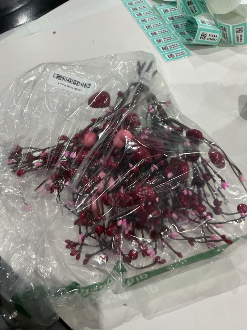 Condition photo showing As Is for Childom Valentines Day Decorations,6 Pcs Artificial Flowers Heart Picks with Berries Red Pink Flowers for Valentines Day Tree Mothers Day Decorations for Home Office Room Table Anniversary Party Decor Red Pink Romantic 6