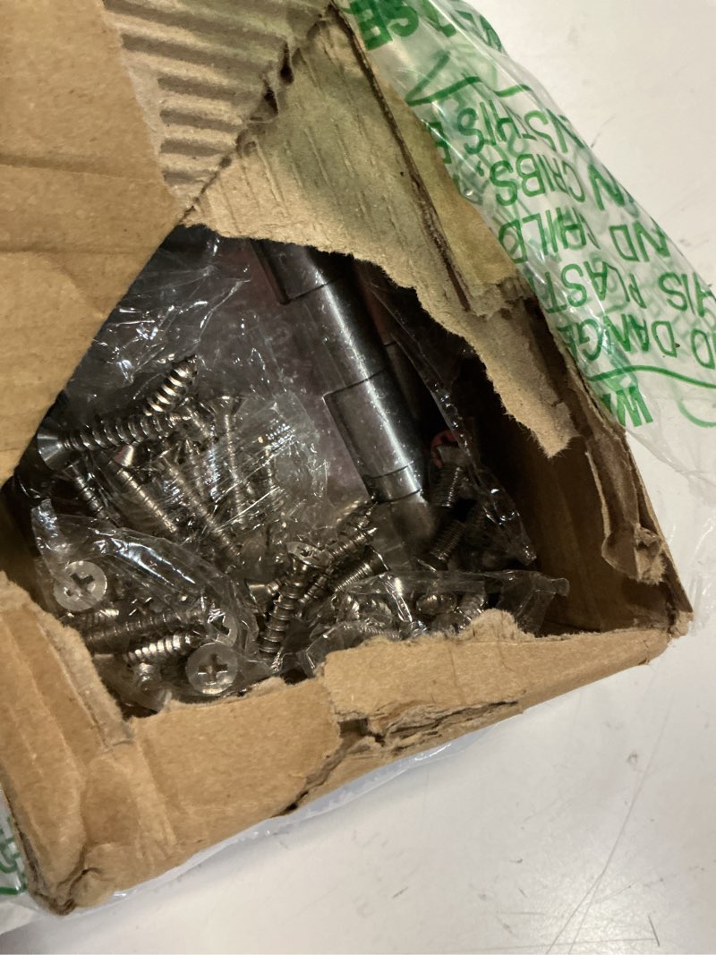 Condition photo showing Good Condition for 6-pack 4.5 inch x 4.5 inch heavy duty commercial door hinge thickened, with silent steel plain ball bearing, thickness 3 mm stainless steel door hinges, square corners with 48 screws, silver