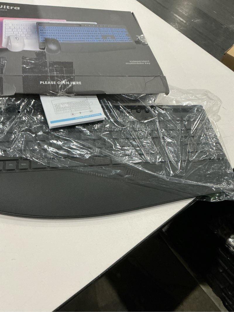 Condition photo showing Good Condition for trueque wireless keyboard and mouse combo, 4000mah rechargeable backlit keyboard with wrist rest & phone holder, full size quiet typing, 2.4g usb-a/type-c for pc, laptop, windows, chrome os (black)