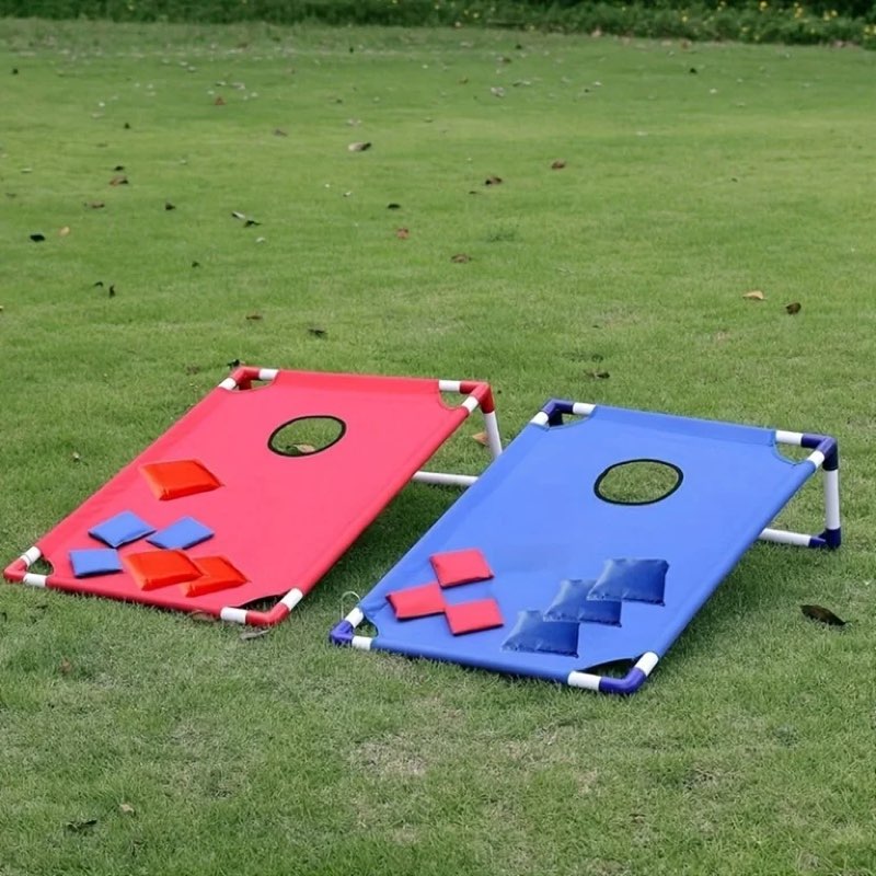 portable cornhole board set with 6 bean bags corn hole toss game cornhole games for indoor and outdoor parties, ideal for kids, adults, camping travel, parties, beach, yard