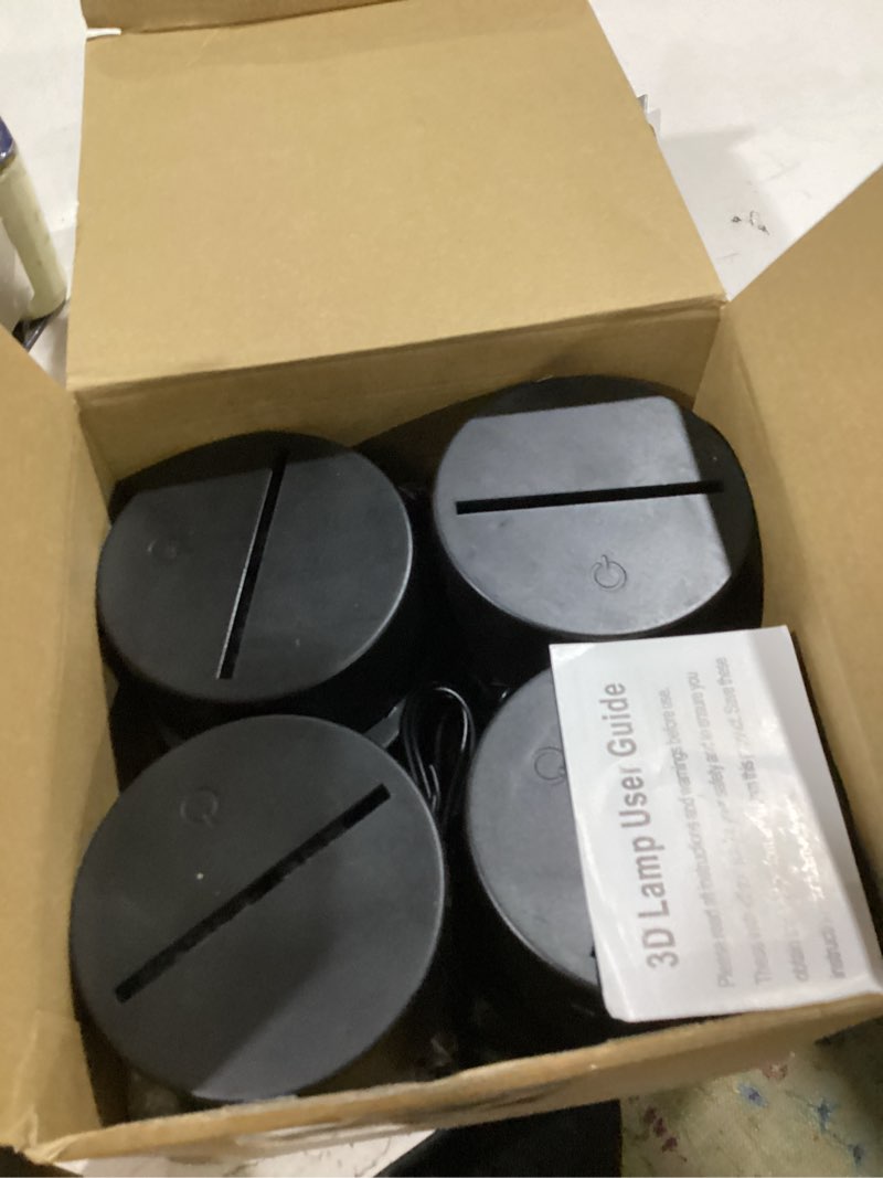Condition photo showing Good Condition for honoson 6 sets 3d night led light lamp base clear acrylic sheets remote controls and usb charging cables for restaurant bar cafe shop room decoration(square style)