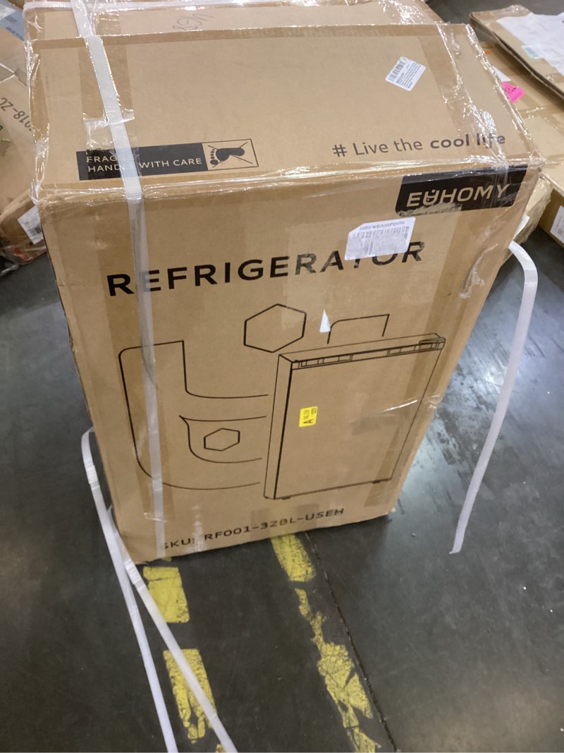 Condition photo showing As Is for EUHOMY 3.2 Cu.Ft Mini Fridge with Freezer, Single Door Compact Refrigerator, Adjustable Thermostat, Mini Refrigerator Energy Saving, Mini fridge for Bedroom, Dorm, Office, Black Black 3.2 CUFT