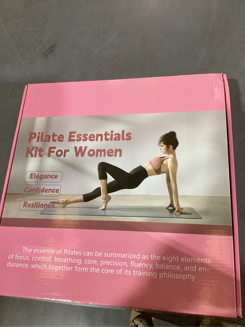 Condition photo showing New/Like New for asieit 13 pcs pilates kit for women, home pilates equipment with 5 resistance bands, 14'' magic circle, pilates ball and ring, compact workout set for home workout, strength and flexibility pink