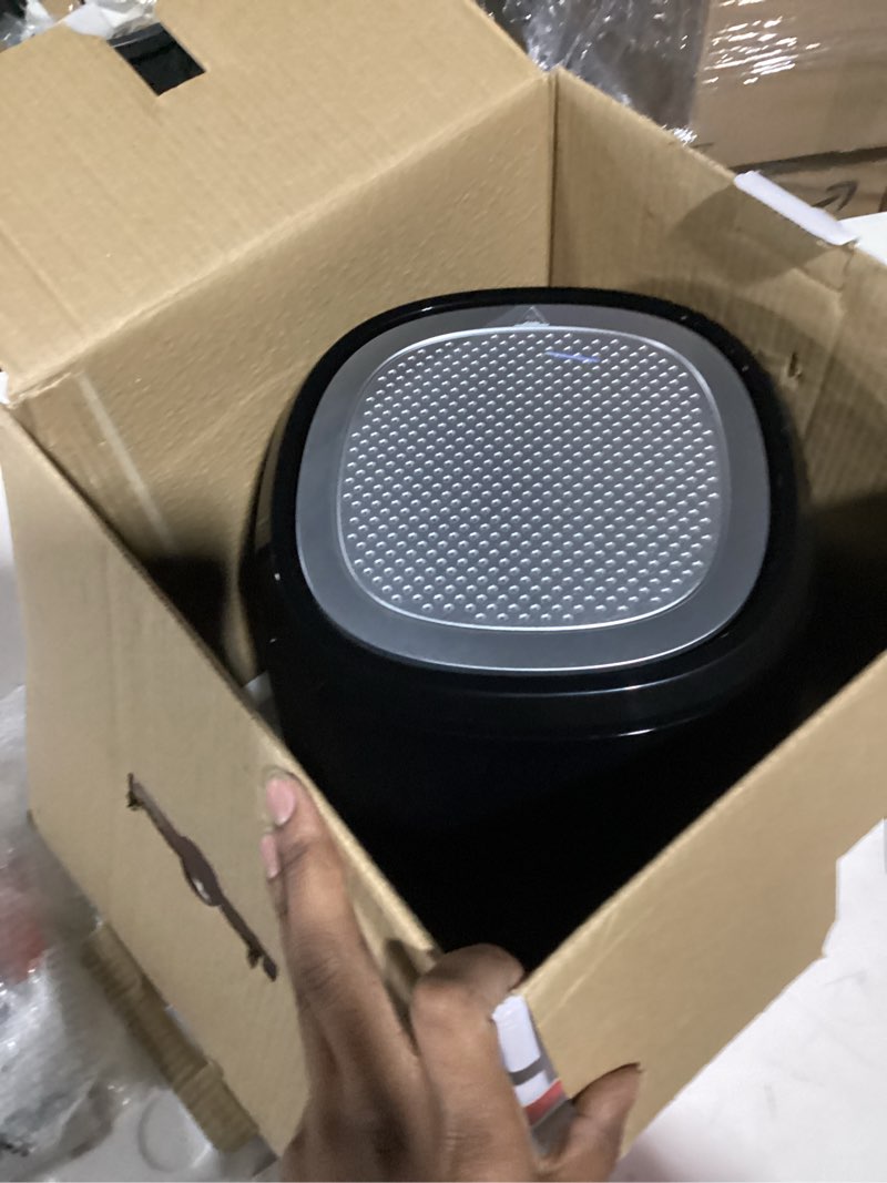 Condition photo showing As Is for Gourmia 4 Qt Air Fryer  12 Presets  Digital Display  FryForce 360°  Compact  Black