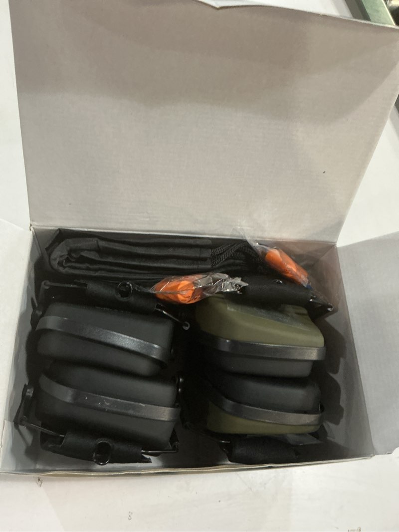 Condition photo showing As Is for prohear 016 shooting ear protection earmuffs 2 pack, nrr 26db for gun range, hunting -black and green black+green