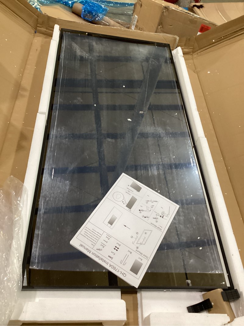 Condition photo showing Good Condition for LVSOMT Full Length Door Mirror 47" x 22", Over The Door Hanging Mirror, Full Body Mirror, Wall Mounted Mirror Horizontal/Vertical, Back Of Door Full Size Mirror for Bedroom Bathroom Living Room (Gold) Gold 47"L x 22"W