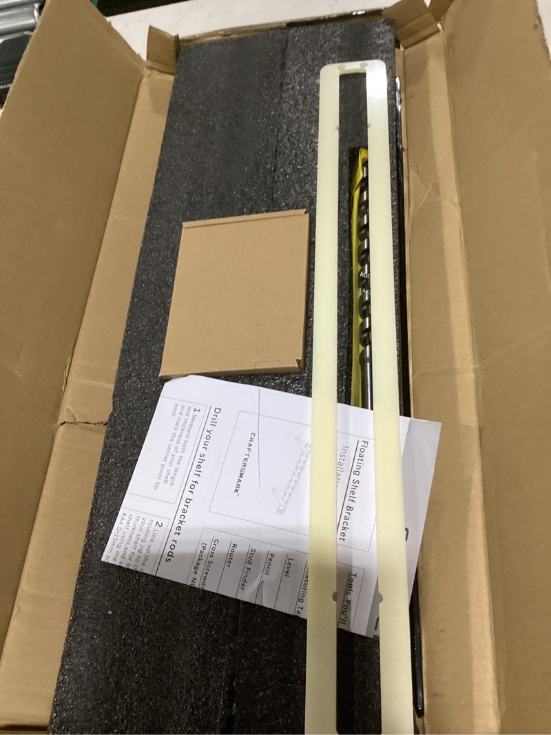 Condition photo showing Good Condition for 1pc floating shelf bracket heavy duty,decorative floating shelf hardware hidden black metal fireplace mantel brackets (22"x4"x1.0" with tools)