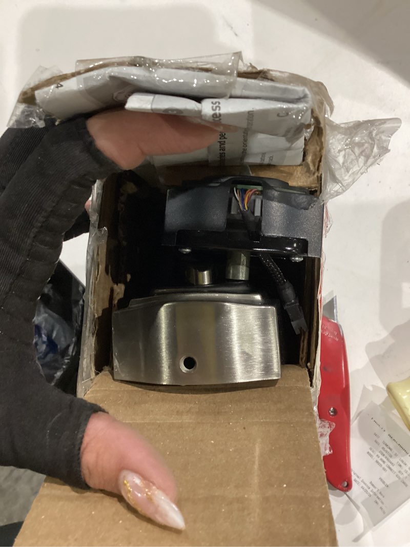 Condition photo showing As Is for homeconnect 620 satin nickel traditional z-wave long range enabled keypad smart lock with convenient keyless entry