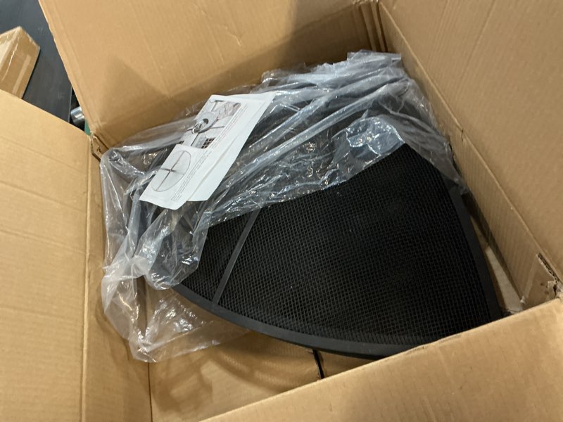 Condition photo showing Good Condition for fire pit spark screen, fire pit screen 36 inch round with handle & poker, collapsible heavy duty mesh fire pit cover fire pit lid for outdoor/patio/backyard/rv camping/beach