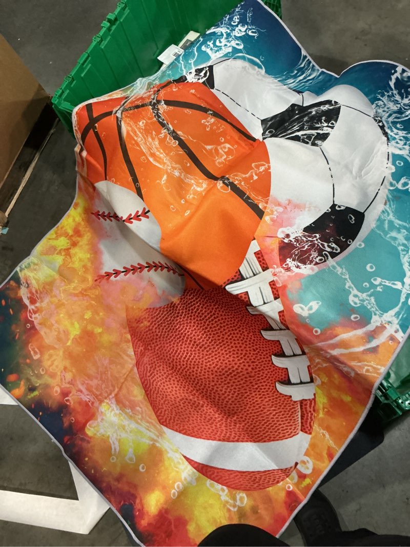 Condition photo showing Good Condition for basketball rug for boys bedroom kids football carpet water fire sports rugs for boys bedroom baseball, soccer rug for playroom living room decor sofa mat, 2.5x4 feet multi-587 2'6" x 4' (rectangular)