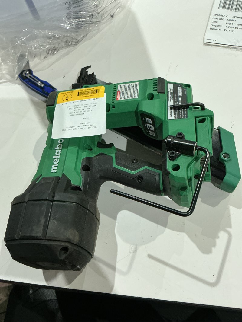Condition photo showing As Is for metabo hpt multi-volt 3-1/2-in 30 -degree cordless clip head/roundhead framing nailer (battery