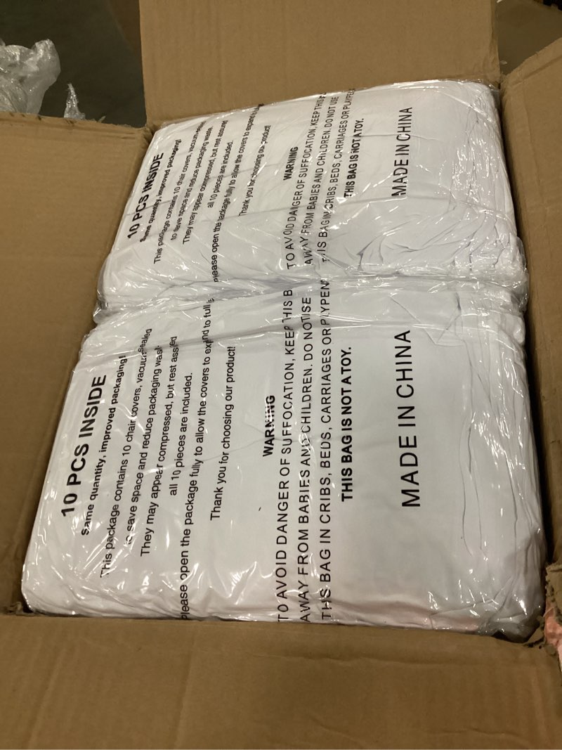 Condition photo showing New/Like New for liujiayi 100 pcs white stretch chair covers - premium polyester spandex slipcovers for wedding, party, banquet, dining & event chairs white 100pcs
