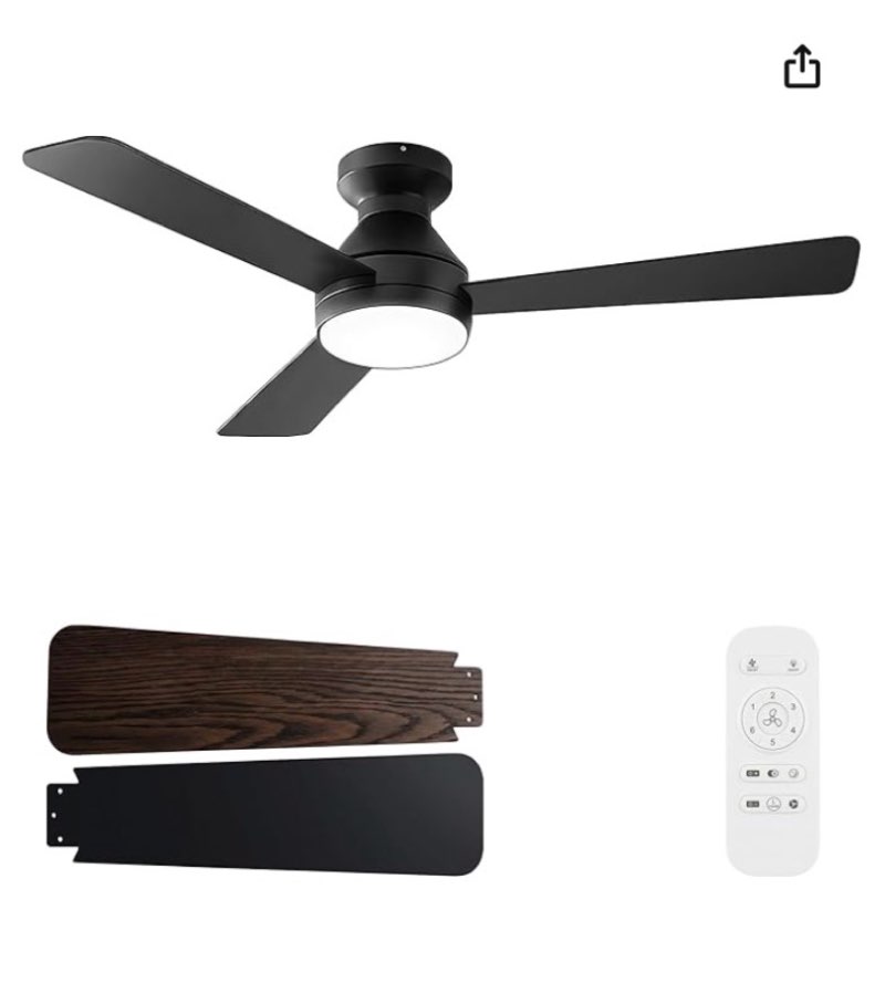 KXTVBR Ceiling Fans with Lights, 42 inch Low Profile Ceiling Fan with Light, Remote, 3CCT Ceiling Fa