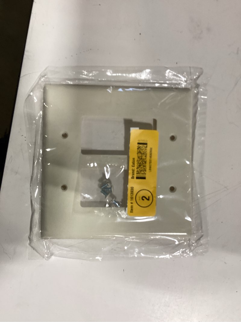 Condition photo showing New/Like New for eaton 2 -gang jumbo size light almond thermoplastic indoor decorator wall plate