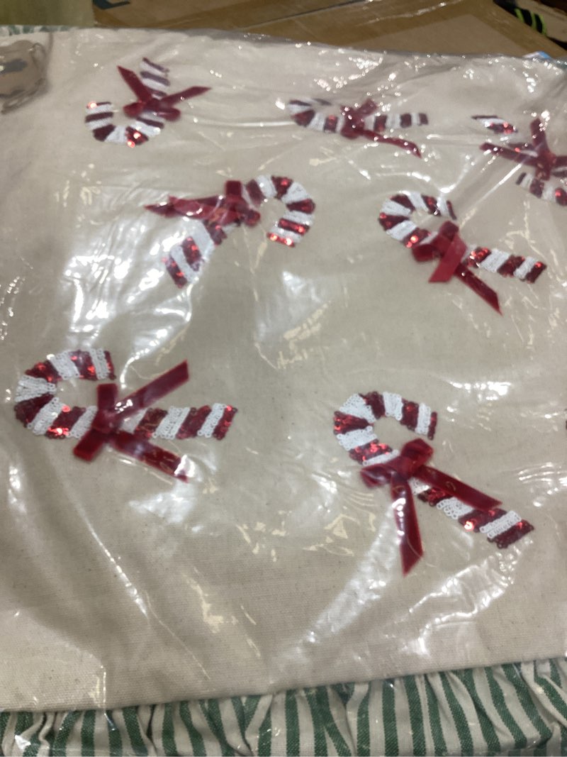 Condition photo showing Good Condition for Candy Cane Christmas Sequin Pillow
