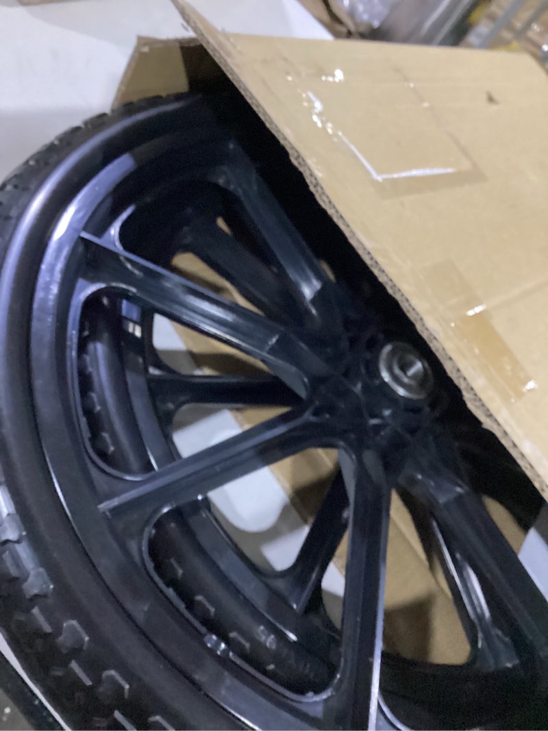 Condition photo showing As Is for 20” flat free wheelbarrow wheels and tires, with 2.45” centered hub, 5/8” extra 3/4”bearing, compatible with rubbermaid wheelbarrow wheels, garden carts (2 pcs) (black)