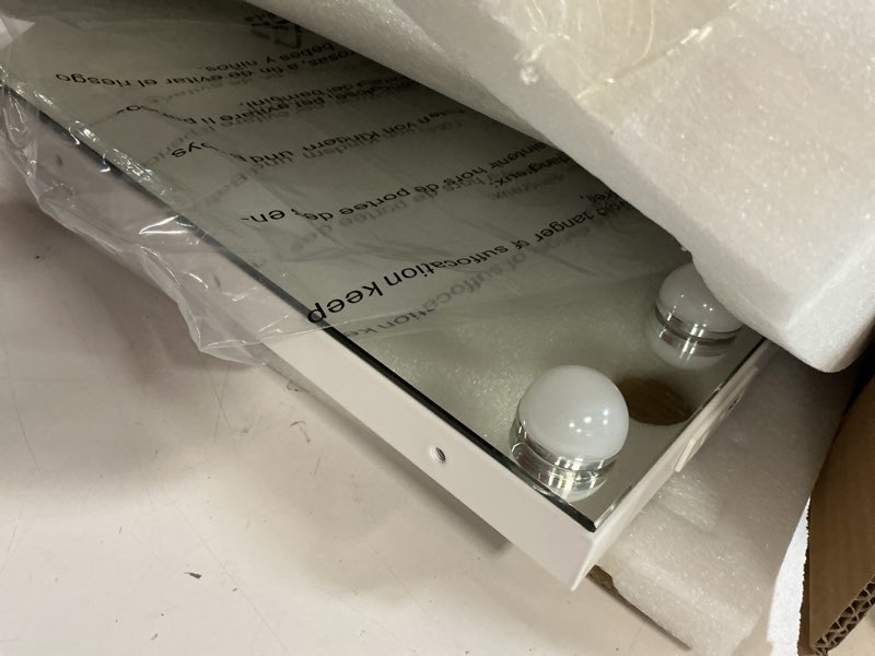 Condition photo showing Good Condition for hollywood vanity mirror, 15 led bulbs?3 color lights?beautiful make up lighted mirror, aluminum metal frame?23" x 18"? white 23"l x 18"w