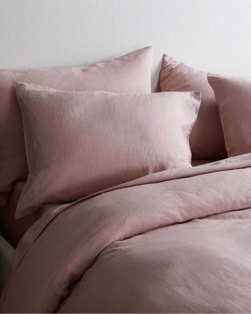 quince, european linen pillowcase, set of 2 (king), rose color