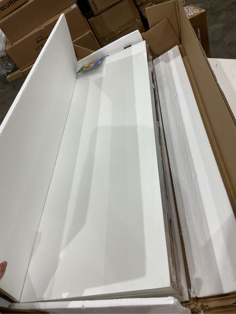 Condition photo showing New/Like New for fun memories floating shelves - 2 pack 12 inch rustic wooden wall shelves - extra deeper & thicker wall mounted storage shelf for living room, kitchen, farmhouse - 36" w x 12" d x 1.8" h - white rustic white 36"w x 12"d - 2p