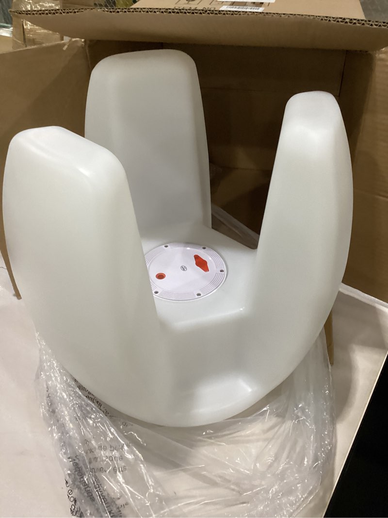 Condition photo showing New/Like New for Mr.Go 16-inch Glowing Stool, Rechargeable 16 RGB Color Changing Tripod LED Seat w/Remote, Waterproof Dimmable Light up Chair/Side Table with Mood Lighting for Home, Living Roon, Patio, Bar, Decor