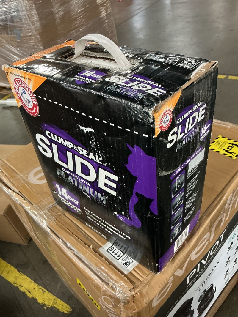 Condition photo showing New/Like New for ARM & Hammer Clump & Seal Slide Platinum Multi-Cat Clumping Cat Litter, 14-Day Odor Control, EZ Clean Technology, 27.5 lbs – No Scrubbing, Powerful Odor Eliminator 27.5 Lbs SLIDE Platinum Clumping Litter