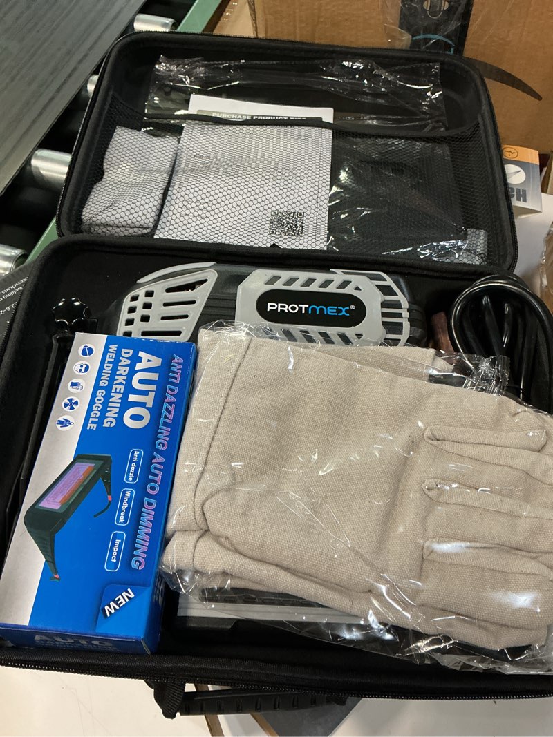 Condition photo showing New/Like New for portable welding machine - 110v portable welder handheld igbt inverter with 5 adjustable currents, 20pcs rods, arc welder gun fits 3/32"-1/8" welding rods for home projects, diy, repair large white