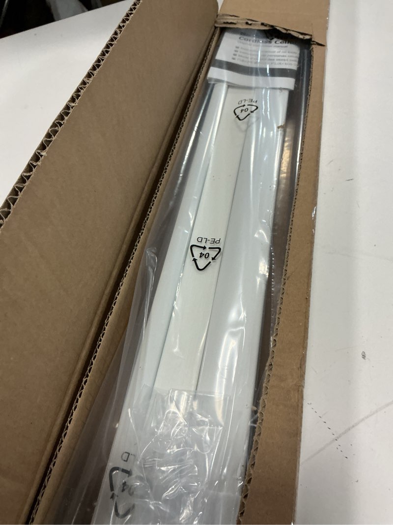 Condition photo showing Good Condition for LazBlinds Cordless Cellular Shades, No Tools No Drill Light Filtering Honeycomb Shades Pleated Blinds for Windows, 25'' W x 36'' H, White Light Filtering-white 25'' W x 36'' H