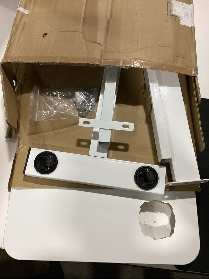 Condition photo showing Good Condition for drive medical adjustable overbed bedside table with wheels pneumatic mobile standing laptop desk rolling computer cart movable overbed table hospital home use (31.5\" w x 17.7\" d, white