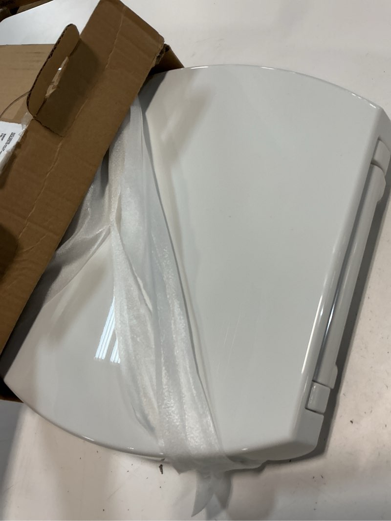 Condition photo showing Good Condition for Plus Toilet Seat Elongated, Soft Close Toilet Seat, No-Slam, Magnetic Quick-Release Easy Clean, Easy Installation, SecureGrip Bumpers, Wobble-Free, Adjustable Fit, Plastic, White White Elongated