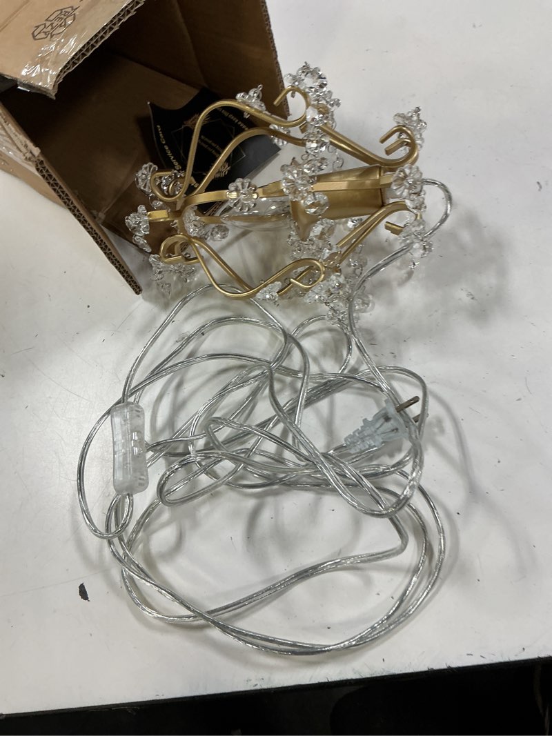 Condition photo showing As Is for elegant mini chandelier plug in crystal pendant light,golden gold plug in